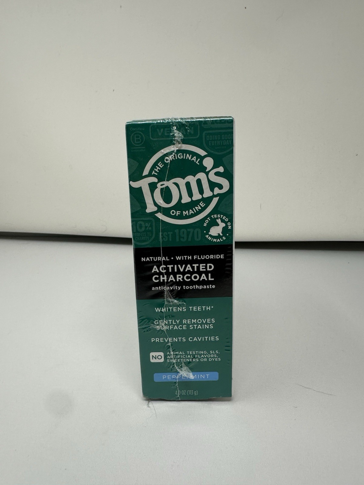 Tom's of Maine 4 Ounce Activated Charcoal Fluoride Toothpaste 3 Pack Peppermint