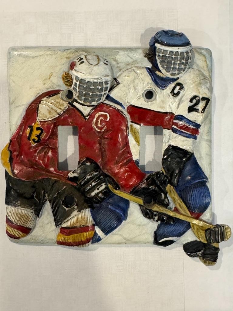 Hockey Players Double SWITCH (1) Wall Plate Cover sport boy's decor room #13 #27