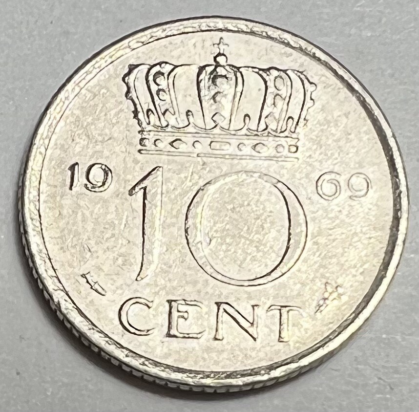 1969 NETHERLANDS 10 TEN CENT 10C Nederlanden - KM#182 - Queen Juliana -US Seller