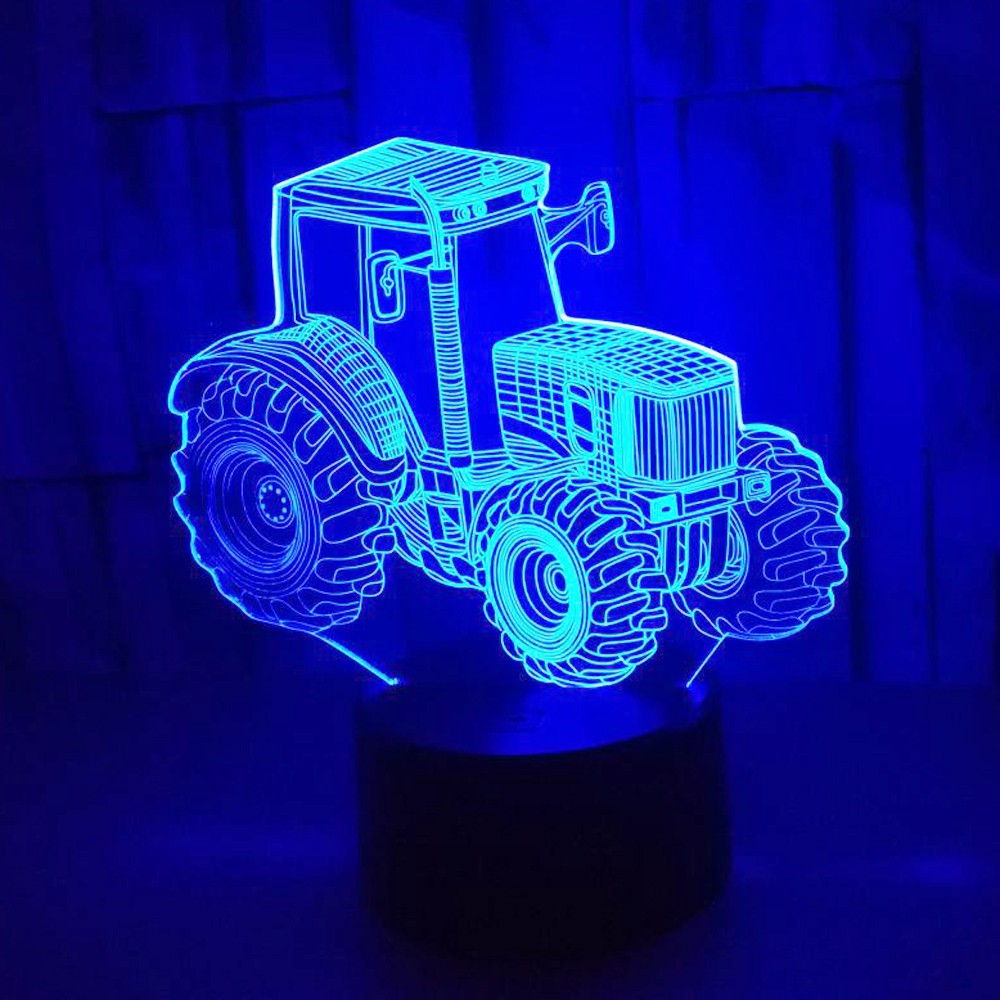 1Pc 7-Color Changing 3D LED Car Night Light W/ Remote Control For Home Decor-