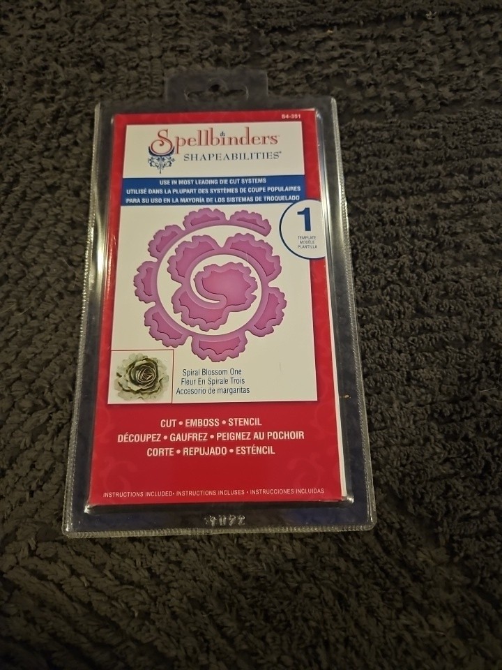 New Spellbinders Shapeabilities Spiral Blossom One 1 Die Template S4-351