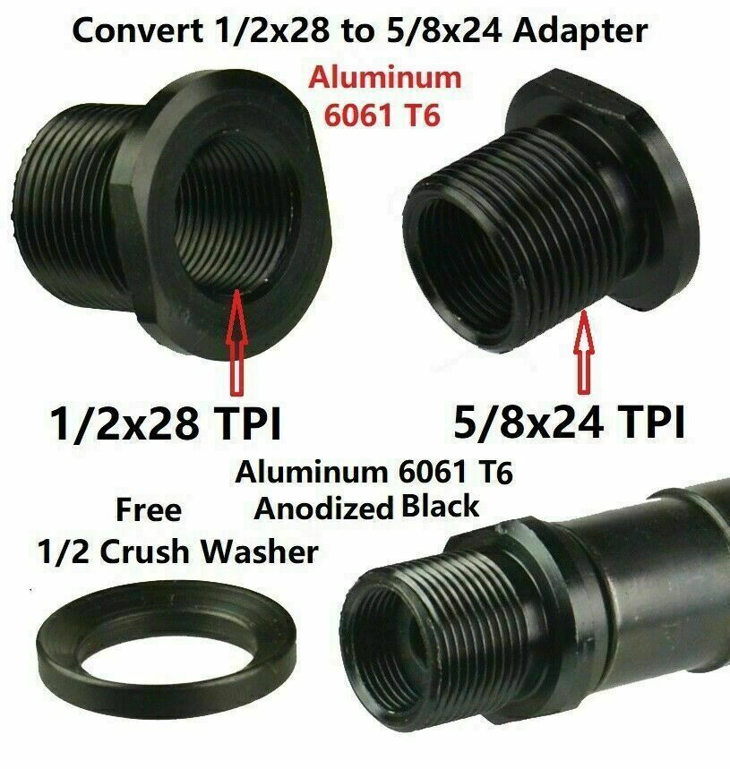 DB TAC Aluminum Thread Convert 1/2x28 TPI Thread to 5/8x24 TPI Thread Protector
