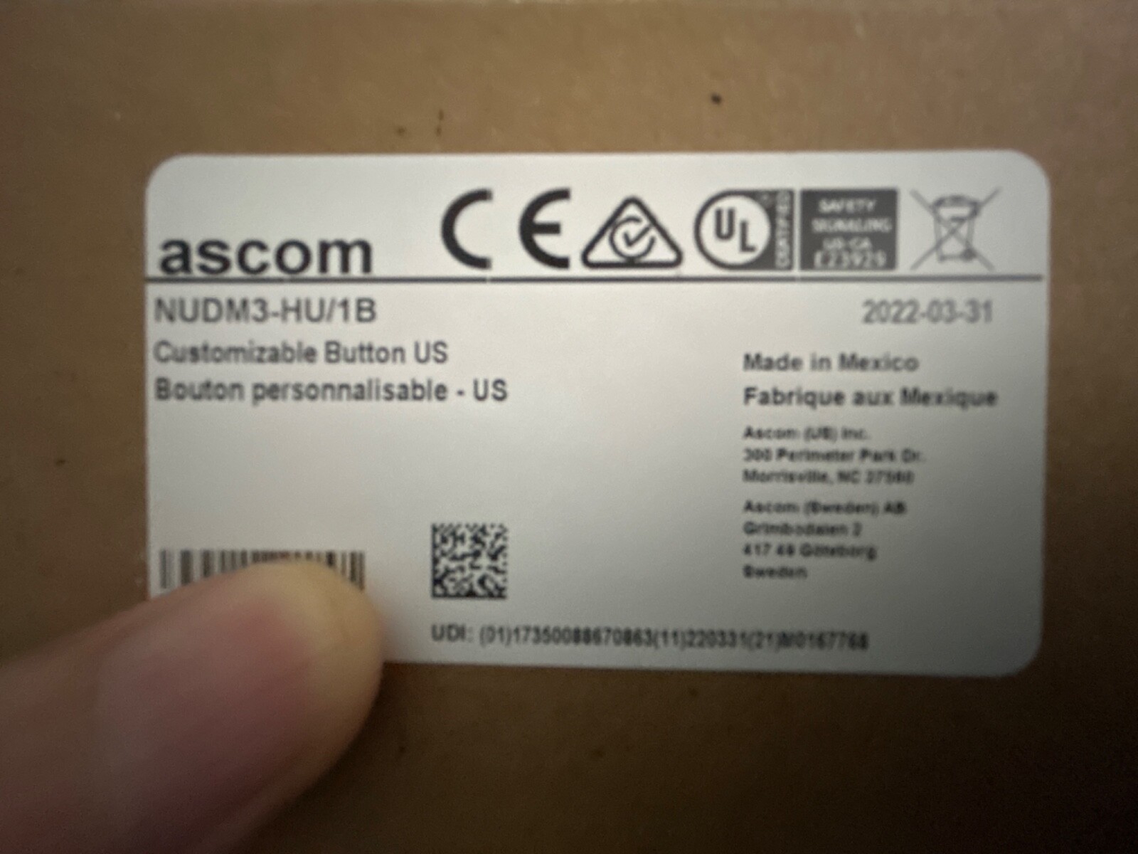 Ascom nurse call customizable bedside module. Still in original sealed bag.