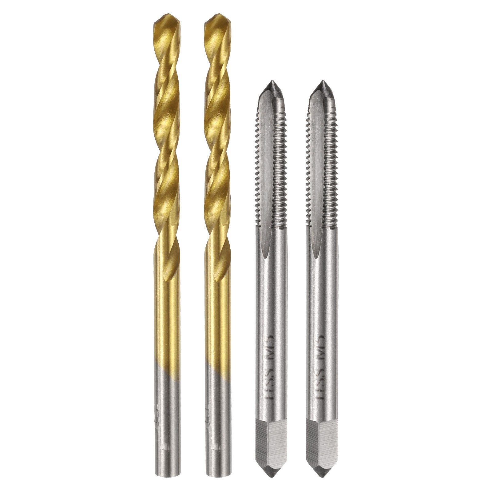 2 Sets M5 x 0.8 Straight Flute Tap Uncoated & 2 Sets 4.2mm Drill Bit Ti-Coated
