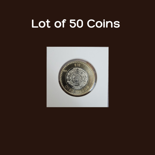 LOT OF 50 COINS 10 PESOS MEXICANOS 50 MONEDAS DE 10 PESOS MEXICANOS 2019