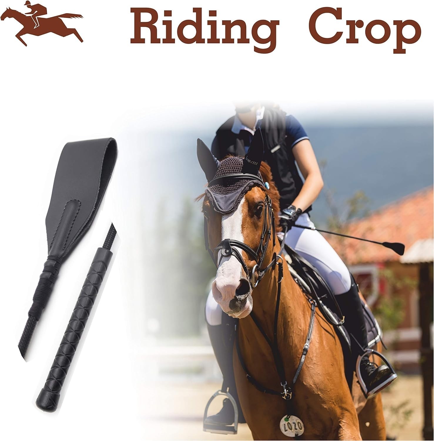 Genuine Leather Horse Crop 18" Black