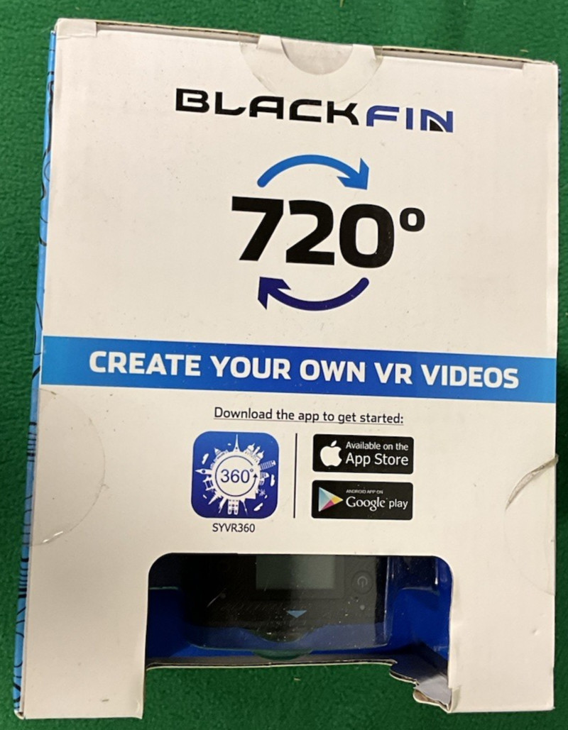 New Sealed Black Fin BF-720AM 720 Full Panoramic VR Action Camera & Headset