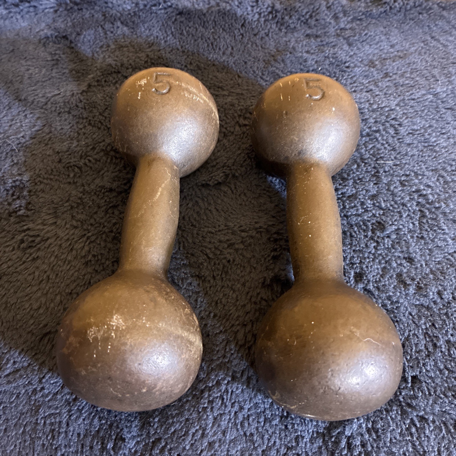 Vintage 5 Lbs Antique Cast Iron Globe Dumbbell Set of 2 Dumbbells Weights