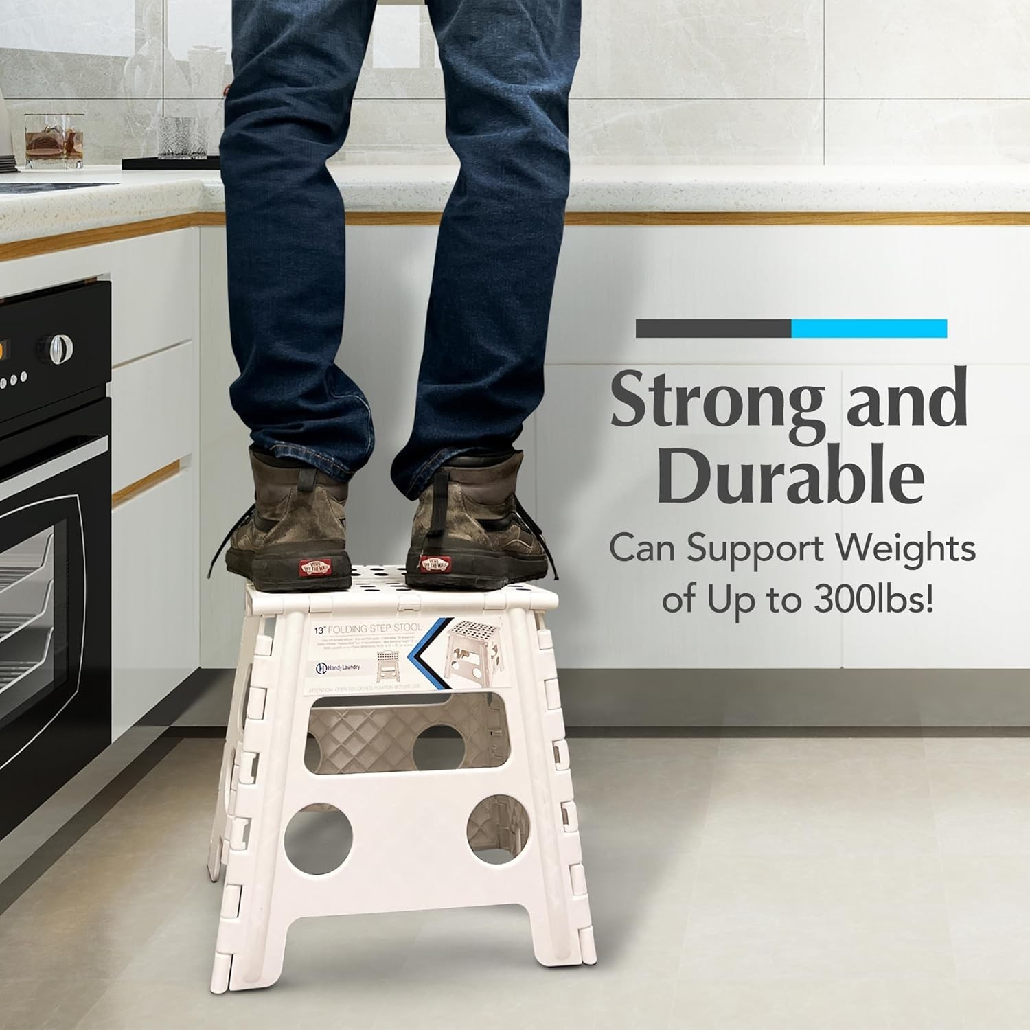Folding Lightweight Step Stool Sturdy Enough to Support Adults & Safe Enough