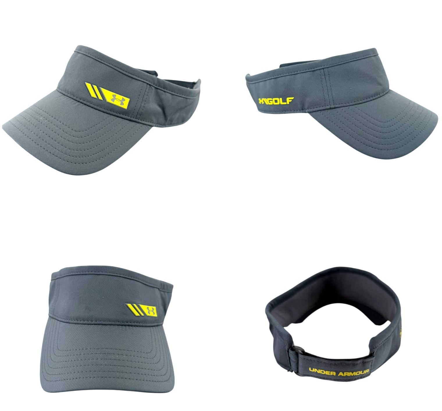 Under Armour Golf Visor Gray Green Logo Adjustable Strap OSFA Outdoor Active EUC