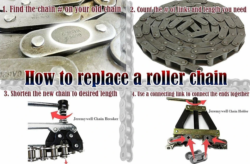 Roller Chain Tools Kit Holder Puller+ Breaker Cutter #25- #60, 420, 415H