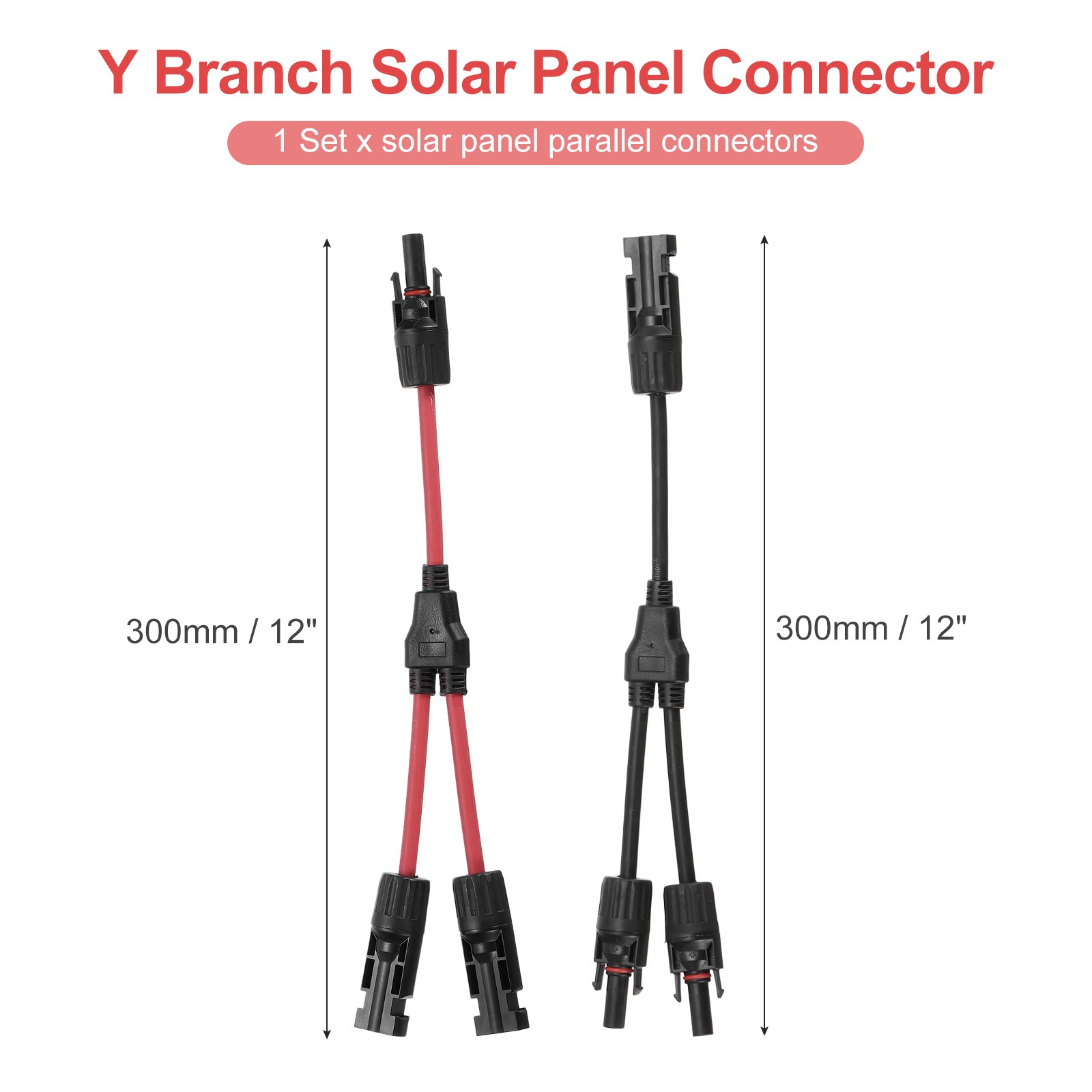 Solar Panel Connector Y Branch 2 to 1 Solar Panel Splitter Red Black