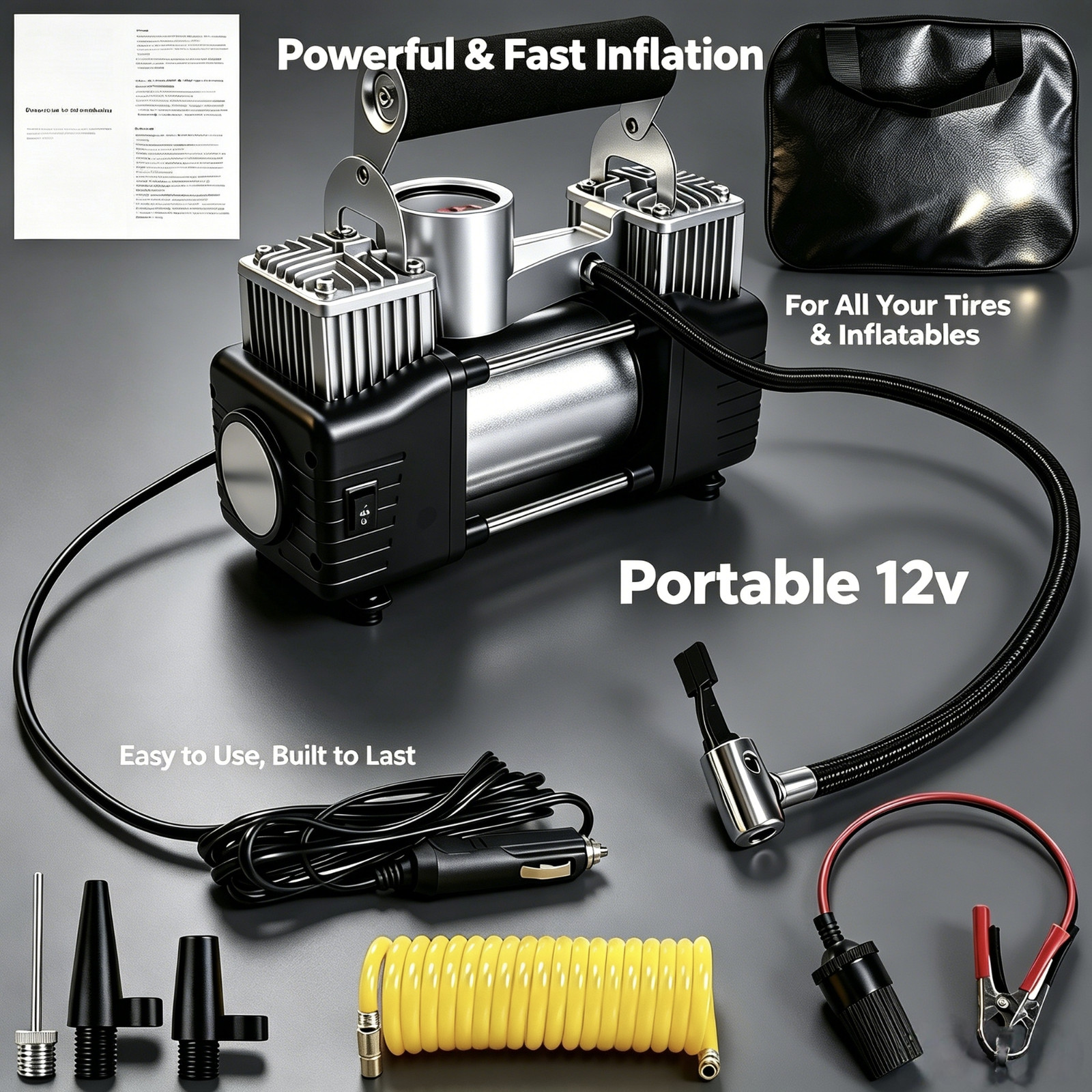 150 PSI Digital Display Tire Inflator Car Air Pump Compressor Portable Auto 12V