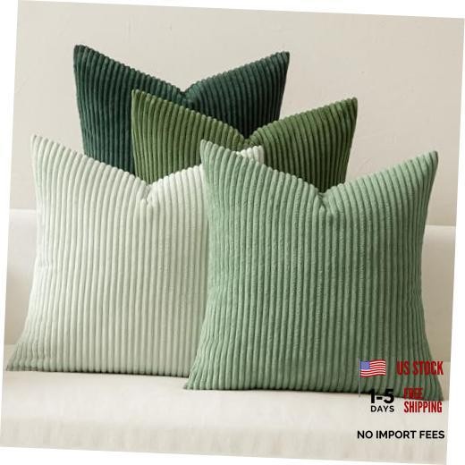 Boho Farmhouse Sage Green Throw Pillow 18"x18" (Pack of 4) Forest Green