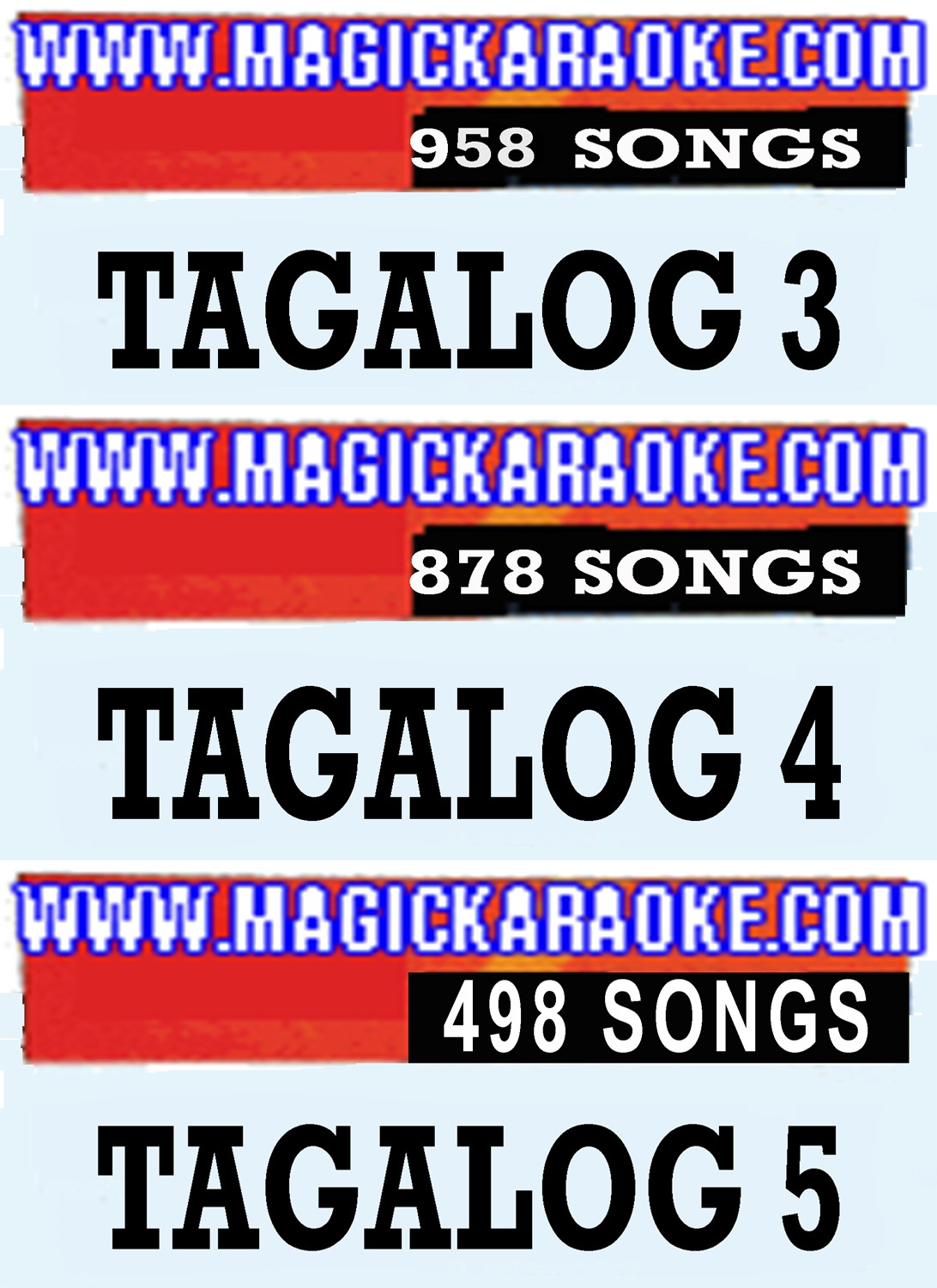 MAGIC SING KARAOKE MIC 3 TAGALOG SONG CHIPS TAG-958 SONGS-TAG4-878SONGS-TAG5-498