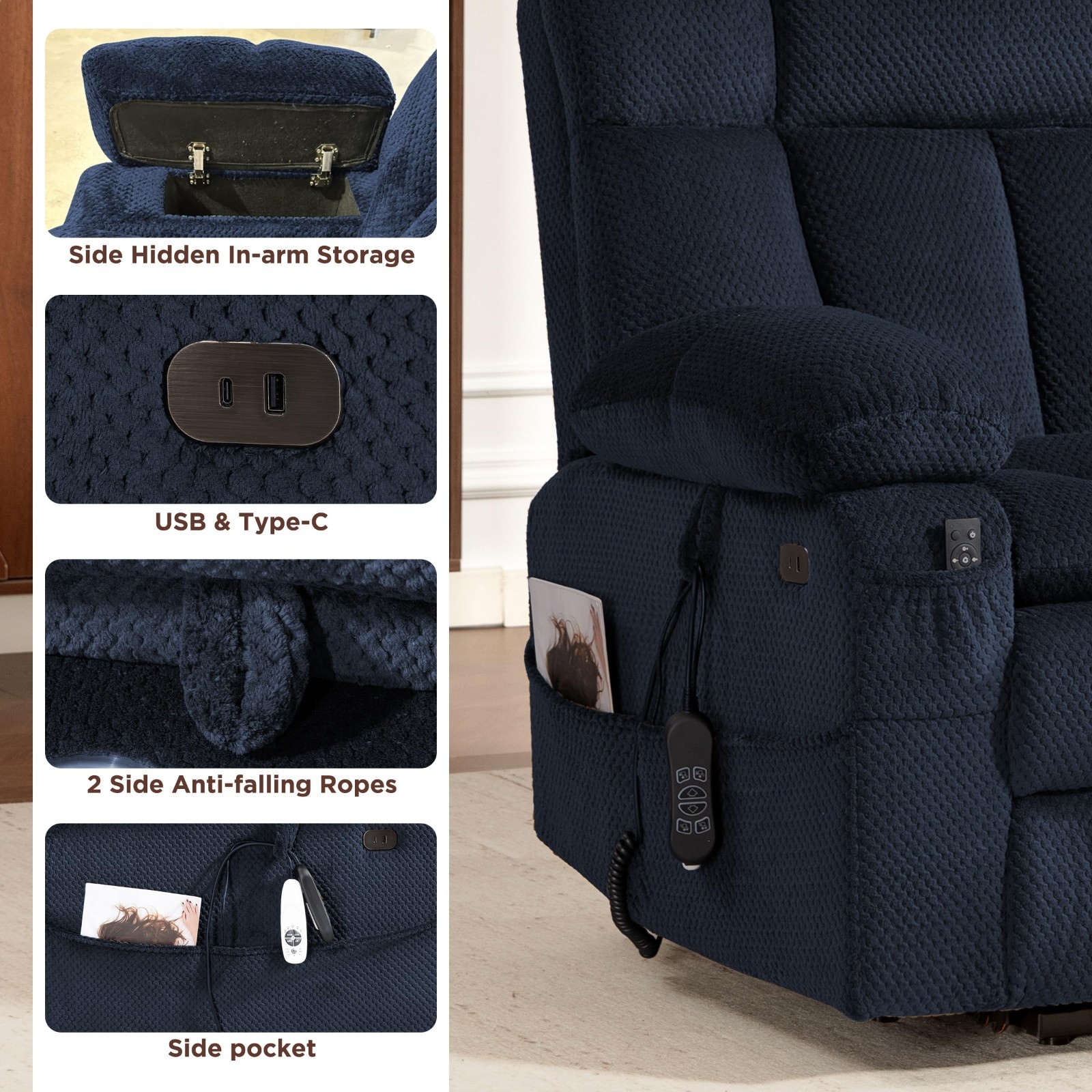 Power Lift Recliner Chair for Elderly with Adjustable Headrest,Oversized Extra