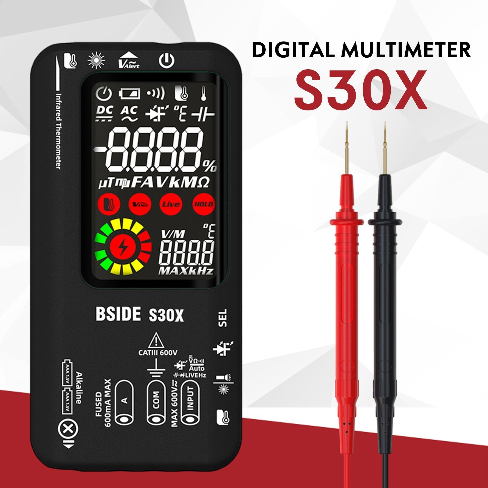 BSIDE S30X Digital Multimeter DC AC Volt Current Ohm Resistance Tester Handheld