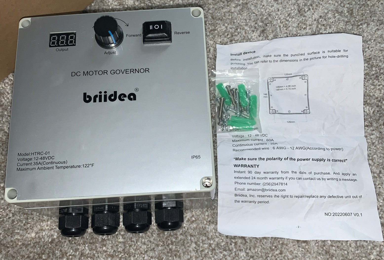 DC Motor Govern Motor Speed Controller W/Forward/Reverse Switch (OLD VERSION)