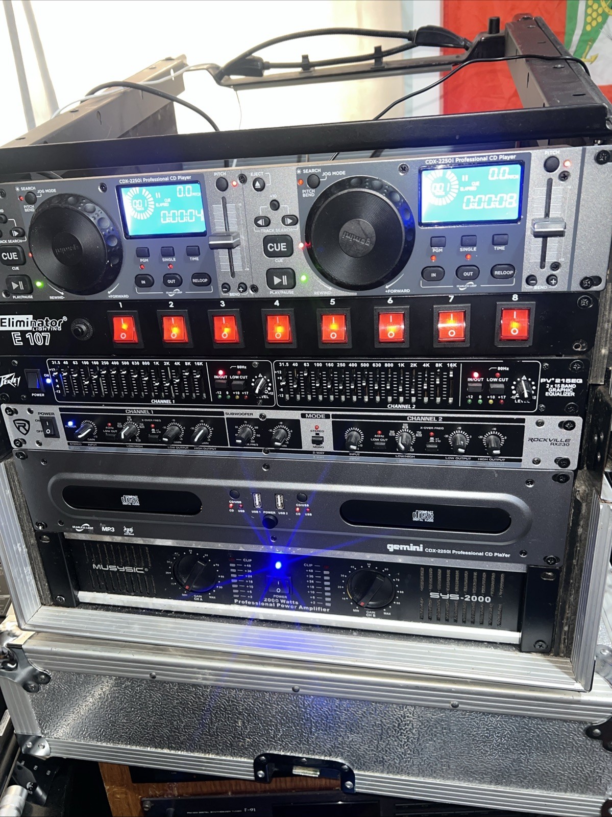 DJ Set with CD Players, Equalizer, Compressor, And Power Amplifier