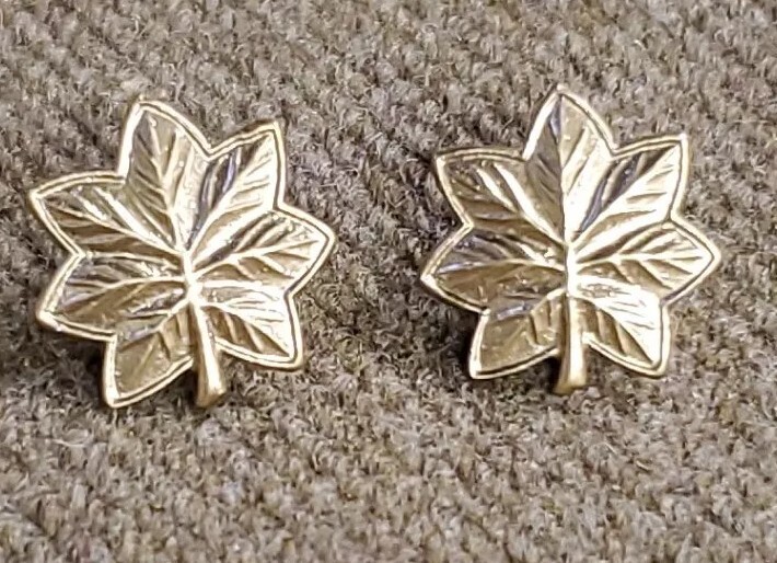 WWI US Army Officer Major Shirt Size Insignia, One Pair