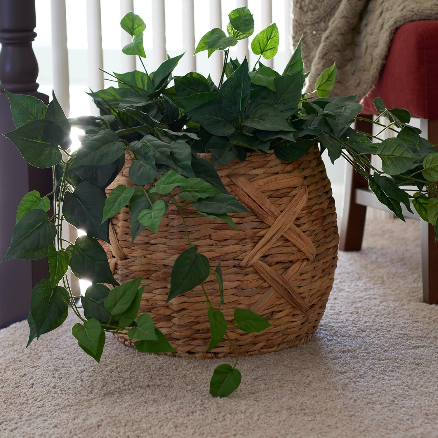 ML-4112 Hyacinth round Floor Basket, X-Design, Brown