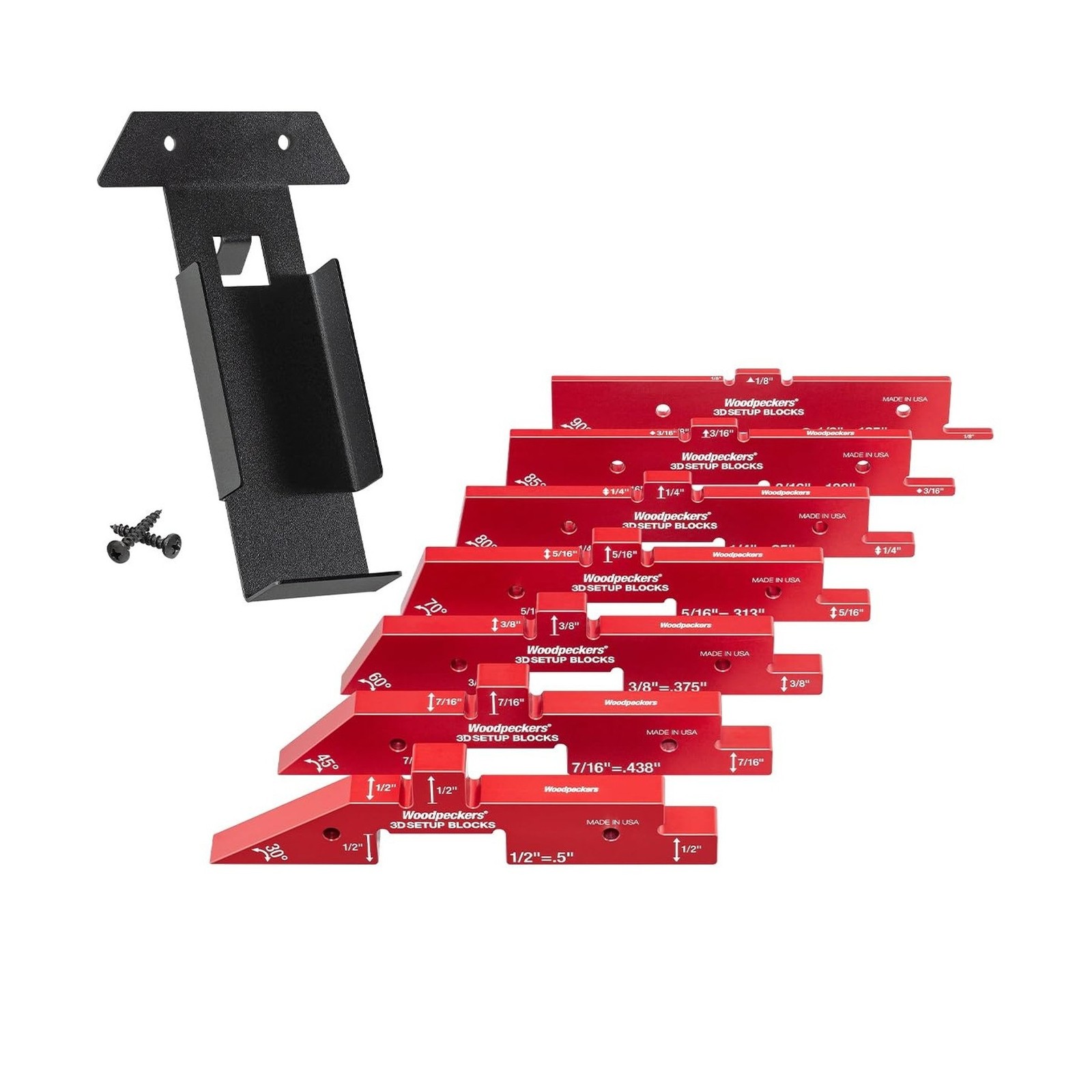 Woodpeckers 3D Setup Blocks, 7 Piece Set, Aluminum, USA Made, 4 Ways to Meaur...