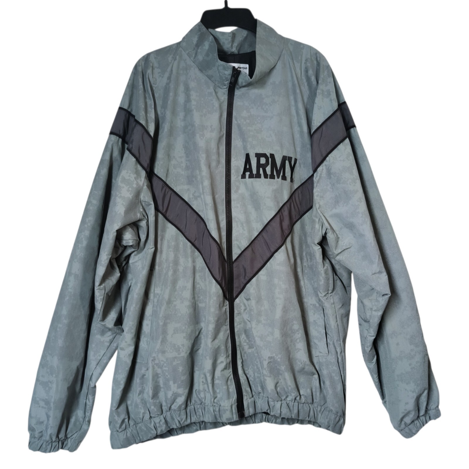 US Army PFU Jacket Large Long ACU Digital Camo Reflective Zip Windbreaker