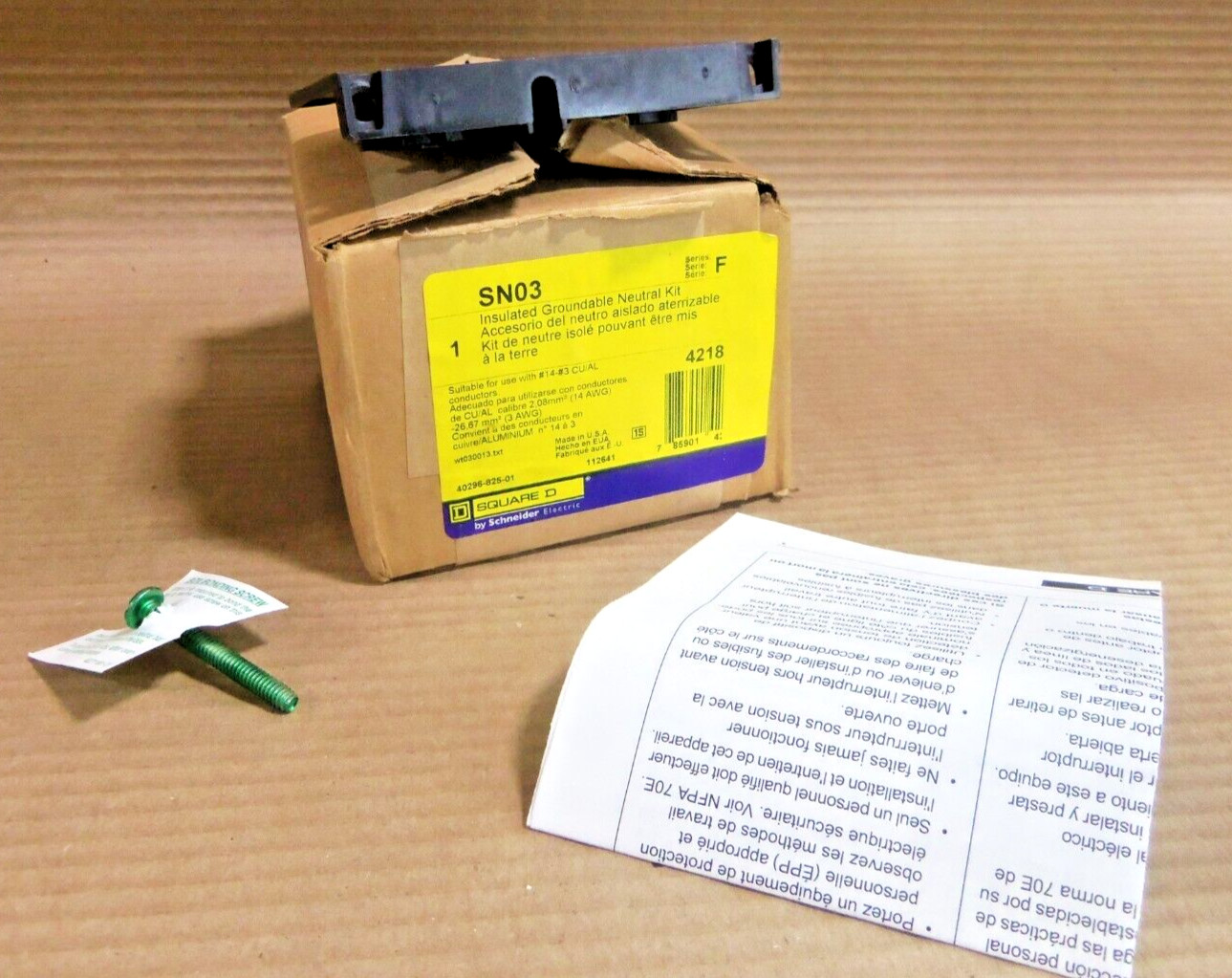 NEW SQUARE D SN03 INSULATED GROUNDABLE NEUTRAL KIT SERIES F
