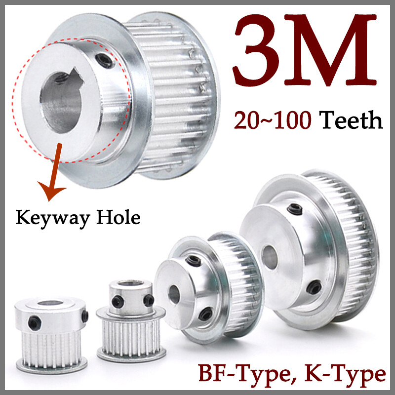 3M Timing Belt Drive Pulley BF/K-Type Pitch 3mm For CNC Step Motor 20~100 Teeth