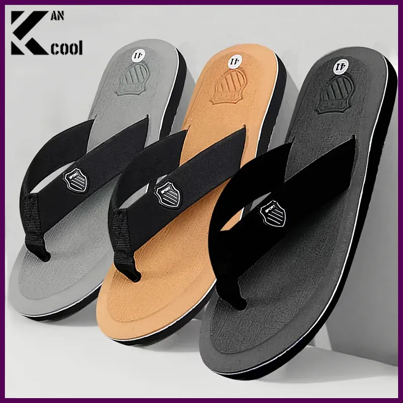 Men's Casual Flip Flops Fashion Beach Shoes Men Summer Non-Slip Flat Slides Mens