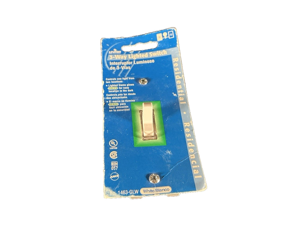 🔥2 units ~ Leviton 1463-GLW 3-Way AC Quiet Toggle Switch w/ Lighted Toggle🔥
