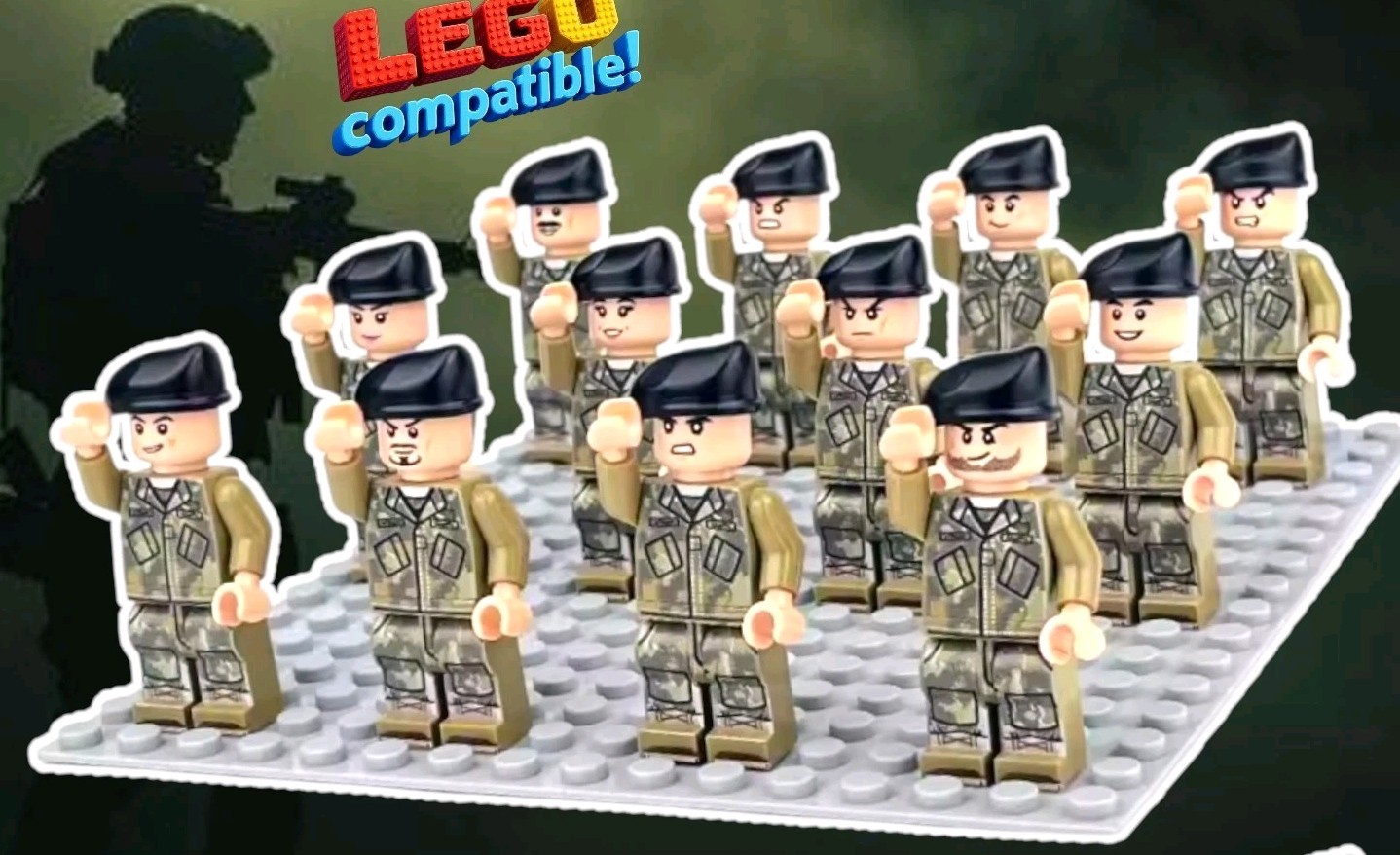 12x British Tank Commander Beret War Set Mini figures Soldier Army Toy Figure