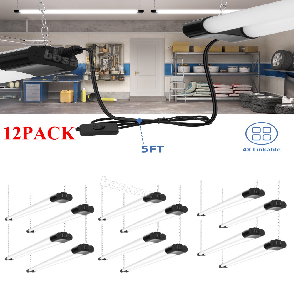 12 Pack 42W Double Tube Light Fixture LED Shop Light for Garage Daylight 6000K