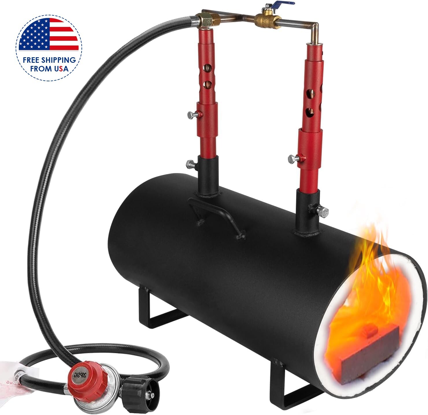 Gas Propane Forge Furnace with Double Burners Blacksmith Knife Farrier Making