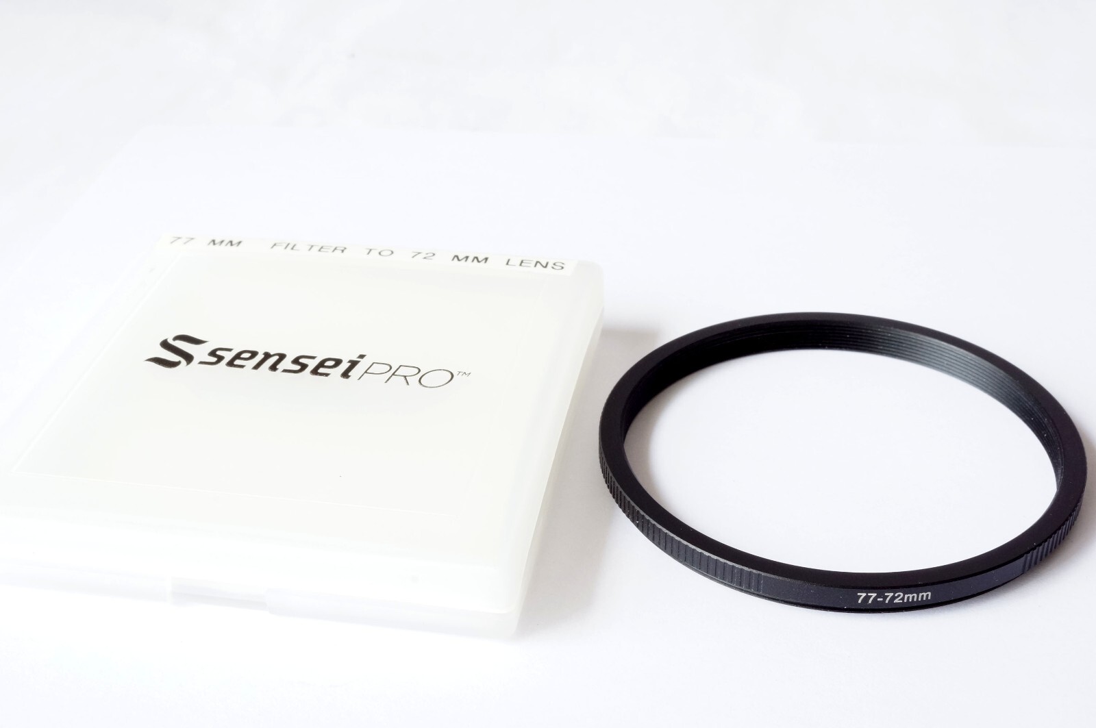 Sensei Pro 77-72mm step down ring aluminum knurled, Unused in Case
