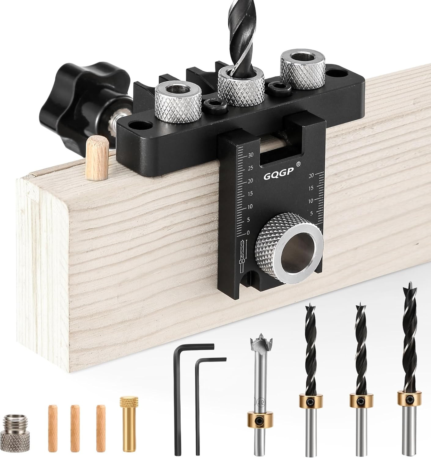 3 in 1 Dowel Jig Drill Kit,Self Centering Doweling Jig,Adjustable Drilling Width