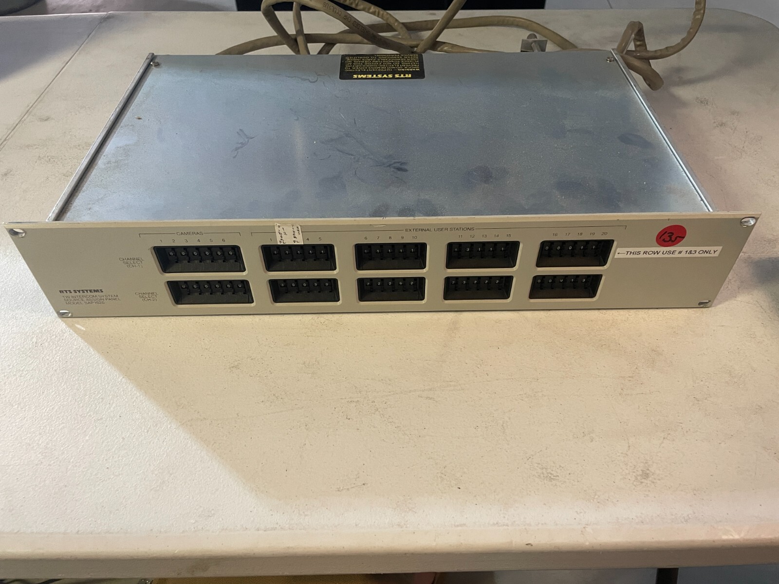 Telex RTS Systems SAP1626 TW Intercom System Source Assign Panel