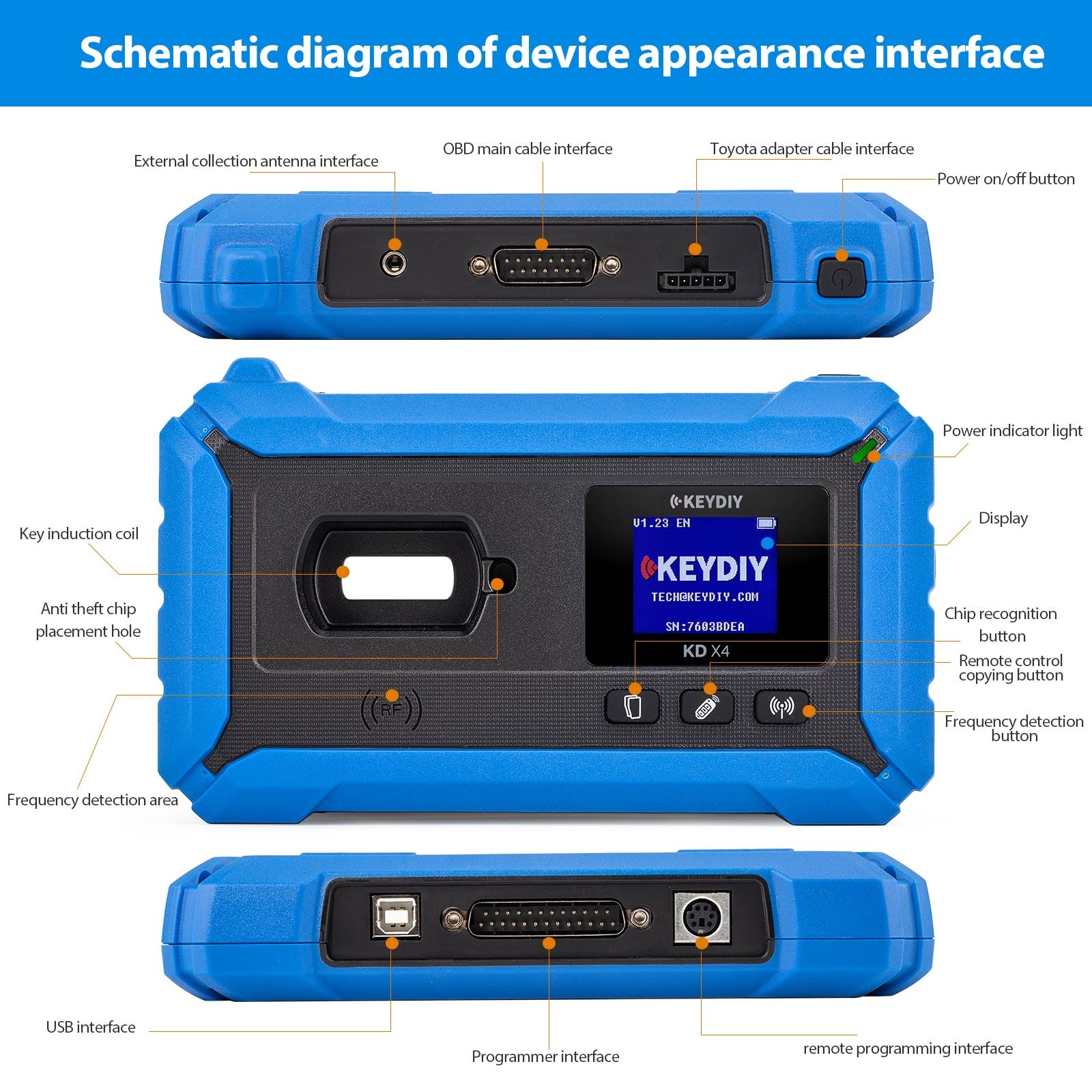 KEYDIY KD-X4 Tool Integrates Recognition Generation Copying Progarmming Matching