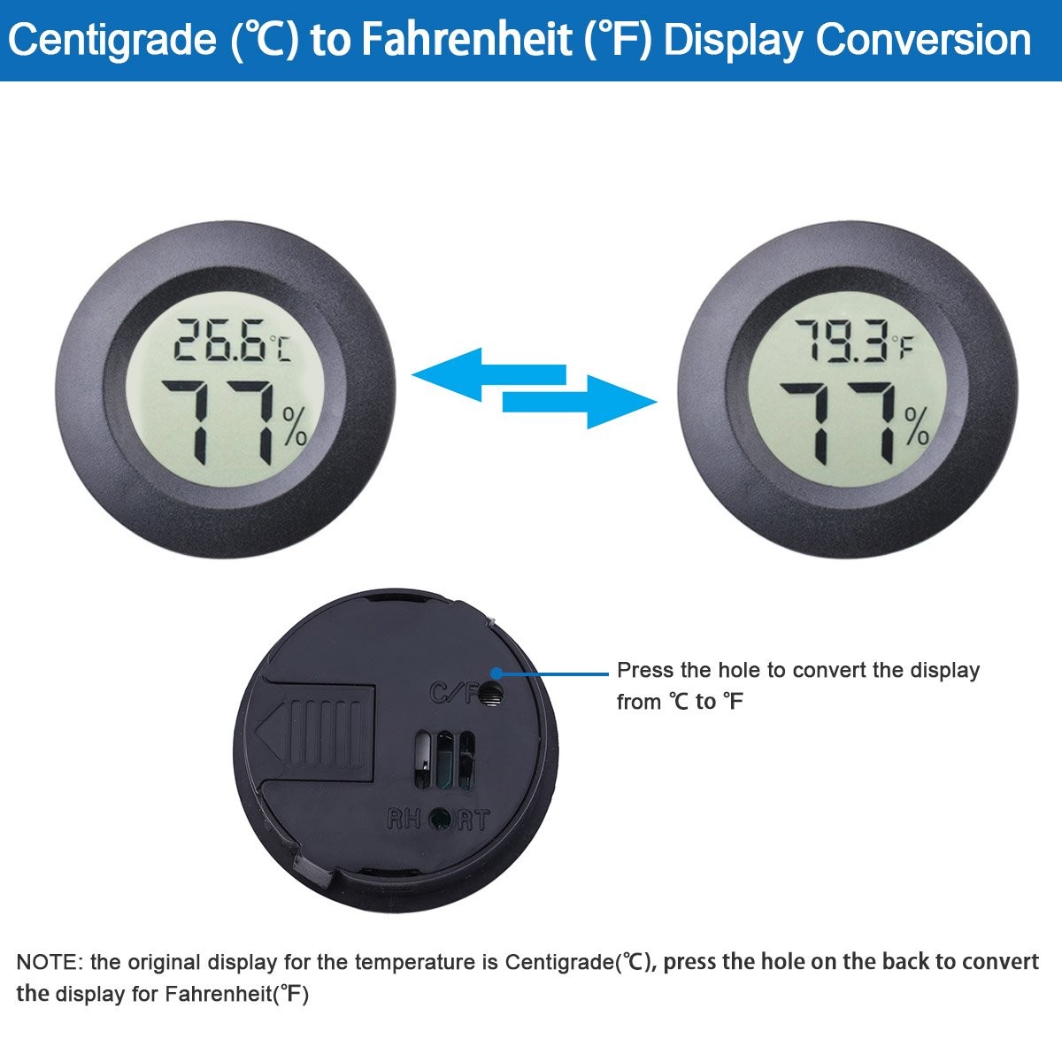 2-Pack Mini Hygrometer Thermometer Fahrenheit or Celsius Meter Digital LCD...