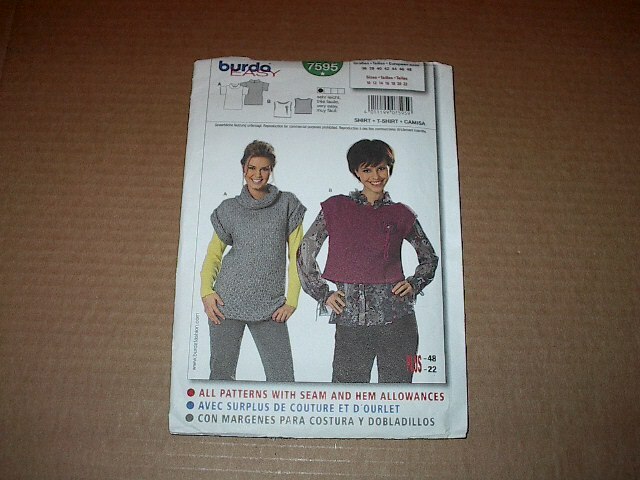 Burda Pattern 7595 Misses' Semi-Fitted Shirts in Two Great Styles Sz 10 ~ 22 Unc