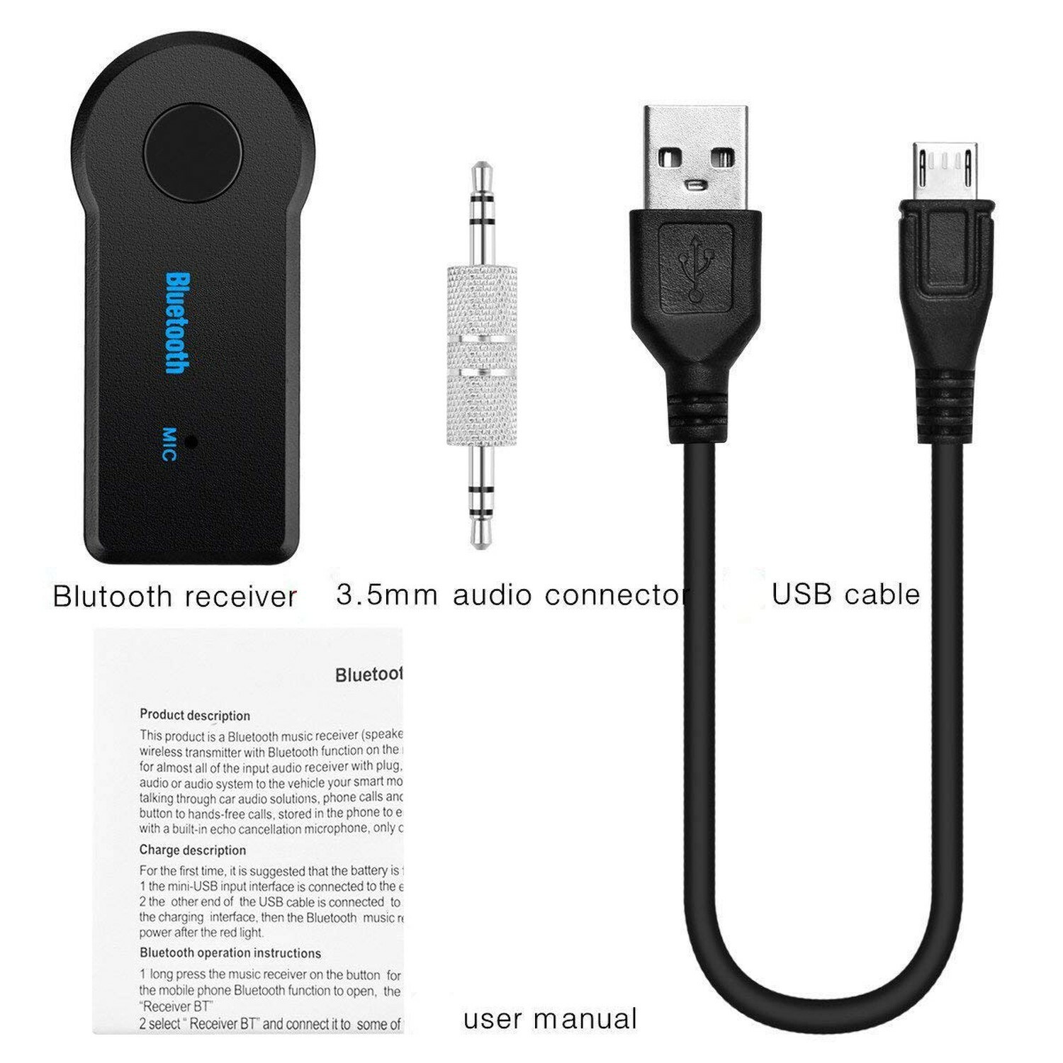 Mini Bluetooth Receiver, Wireless 4.1 Receiver Aux Receiver Adapter, Hands-Fr...