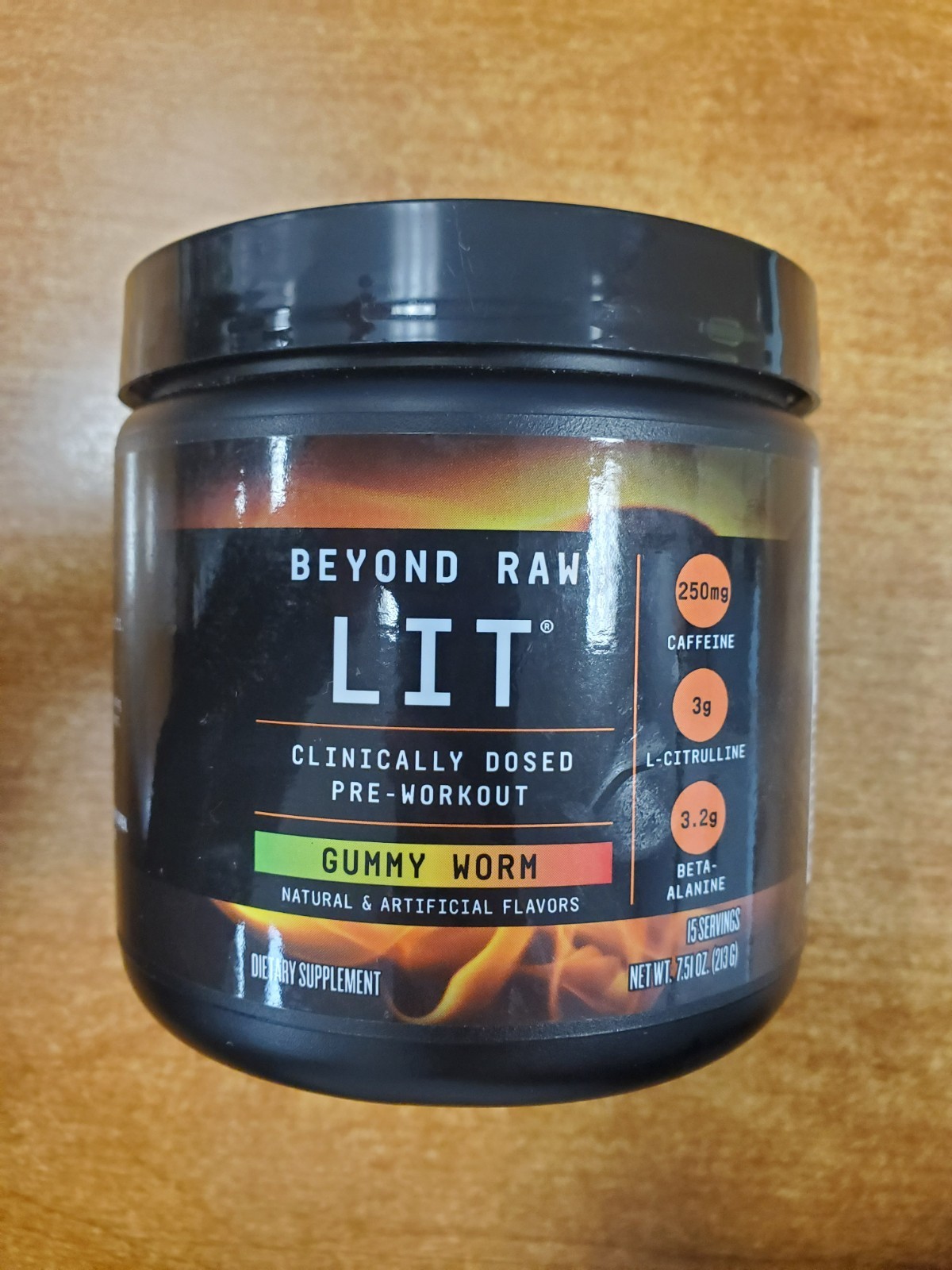 Beyond Raw Lit Pre-Workout Gummy Worm 15 Servings 7.51 oz. Exp. 3/28 E17B
