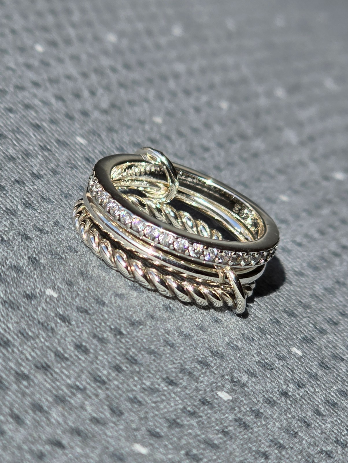 Sterling Silver 3 Stack Band Ring - Size N