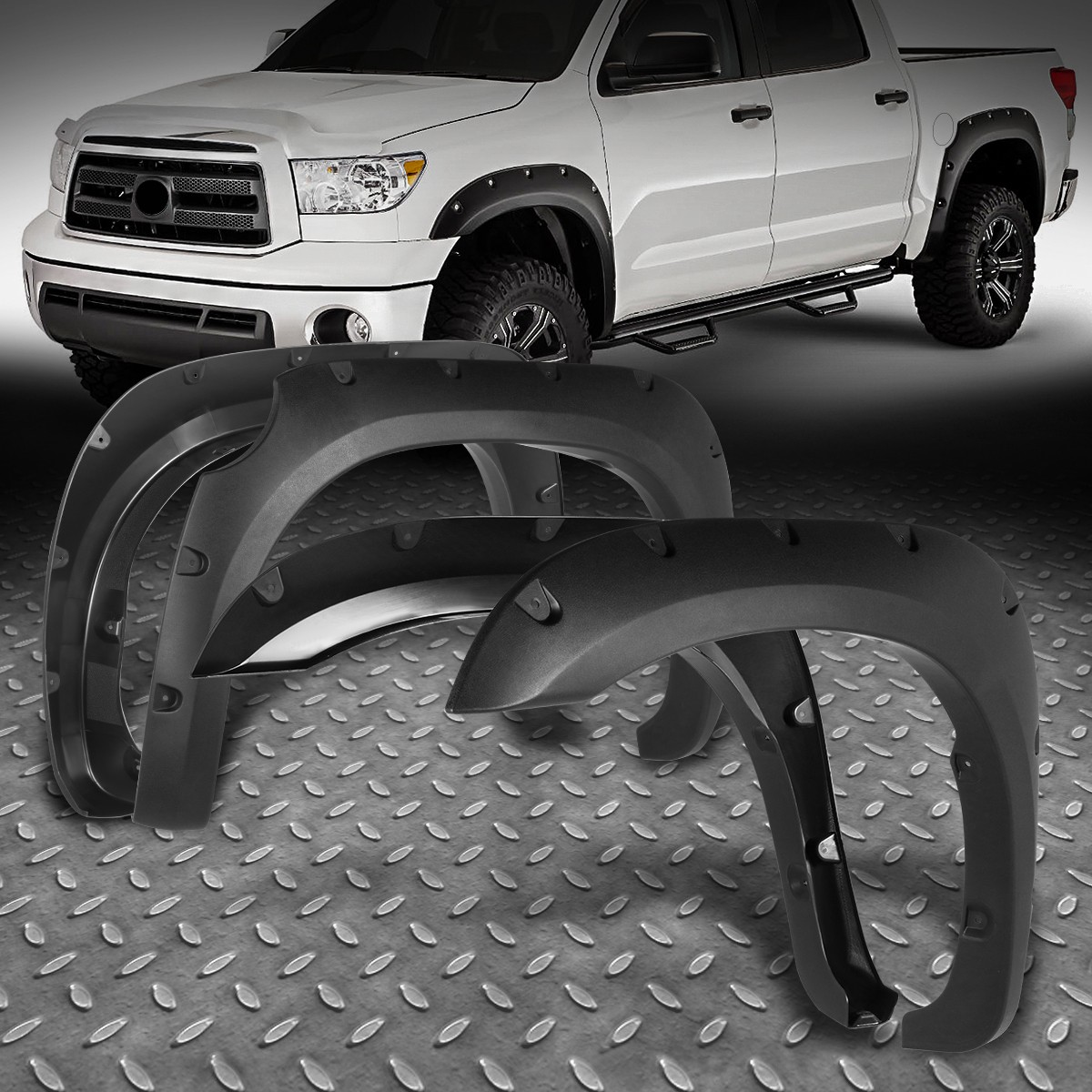 [4PCS]FOR 07-13 TOYOTA TUNDRA TEXTURE 2" POCKET-RIVETED WHEEL FENDER FLARE COVER