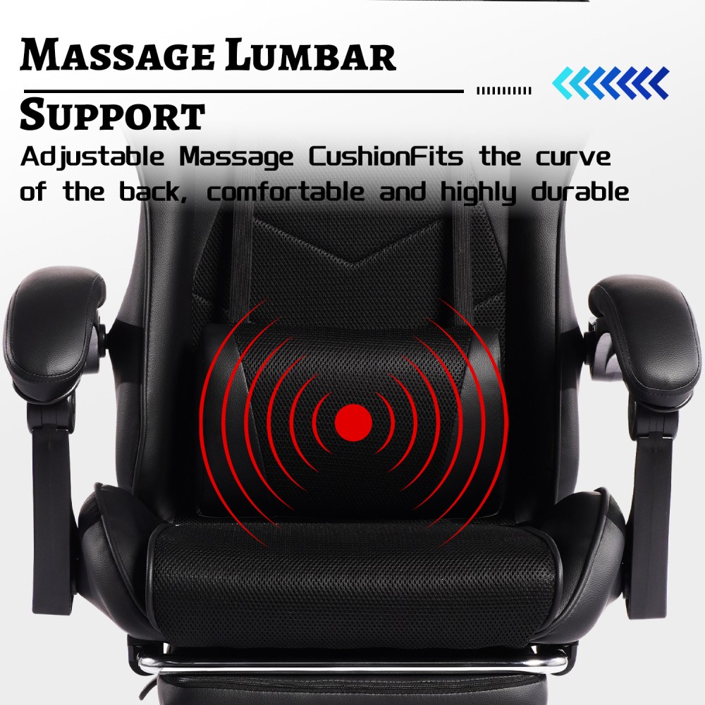 Gaming Chair with Massage,Ergonomic PC Computer Chair with Footrest Comfortable