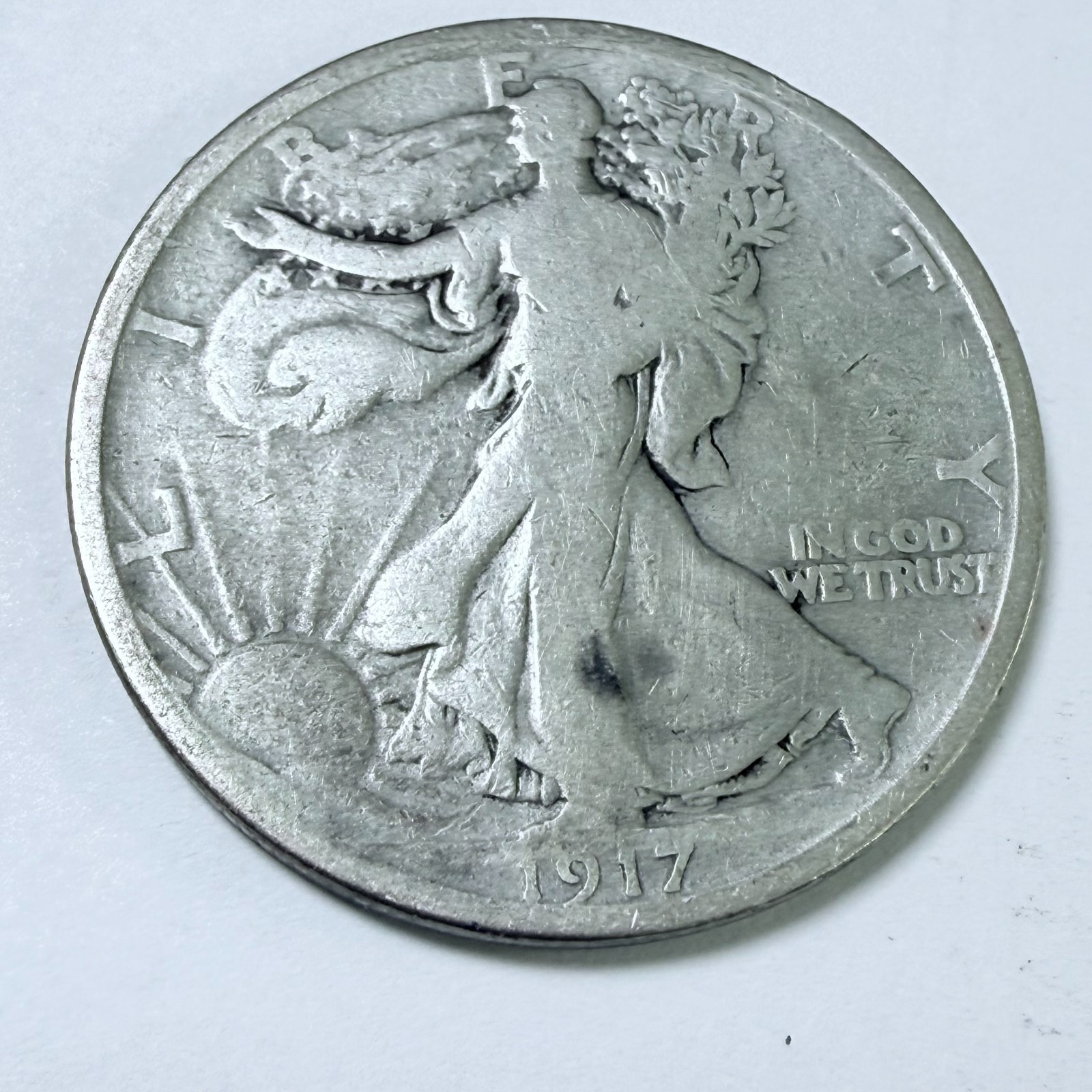 1917-D REV Walking Liberty Half Dollar 90% Silver VERY GOOD DETAILS #9901