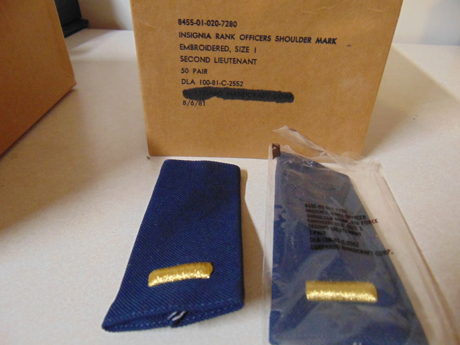 MILITARY PATCH SHOULDER RANK SLIDE ON SECOND LIEUTENANT SET OF 2 MALE LONG