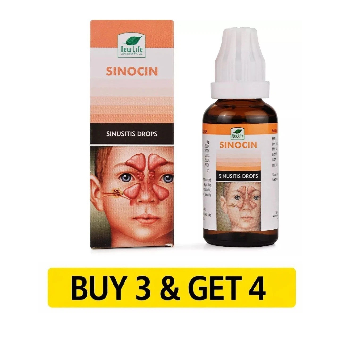 New Life Sinocin Drops (30ml) Homeopathic (BUY 3 & GET 4)