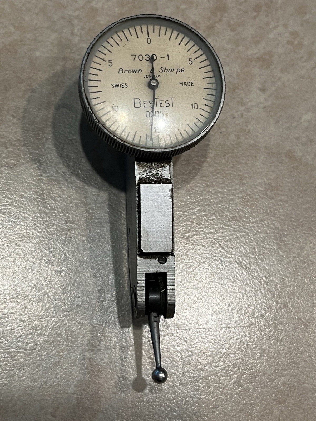 Brown & Sharpe BesTest Dial Test Indicator 7030-1 Jeweled Swiss Made .0005”