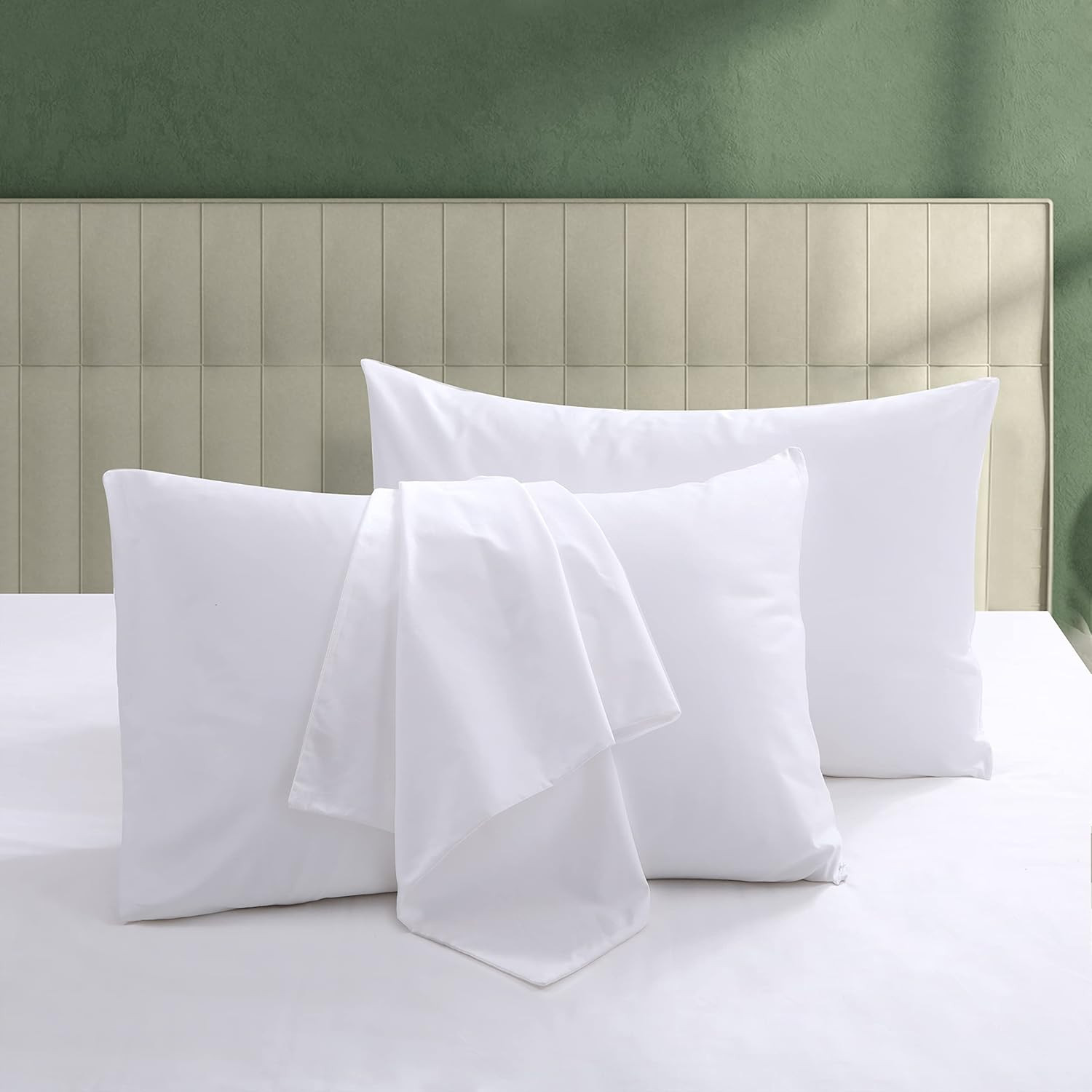 100% Egyptian Cotton Pillow Protectors Set of 2  600 Thread Count Standard Size